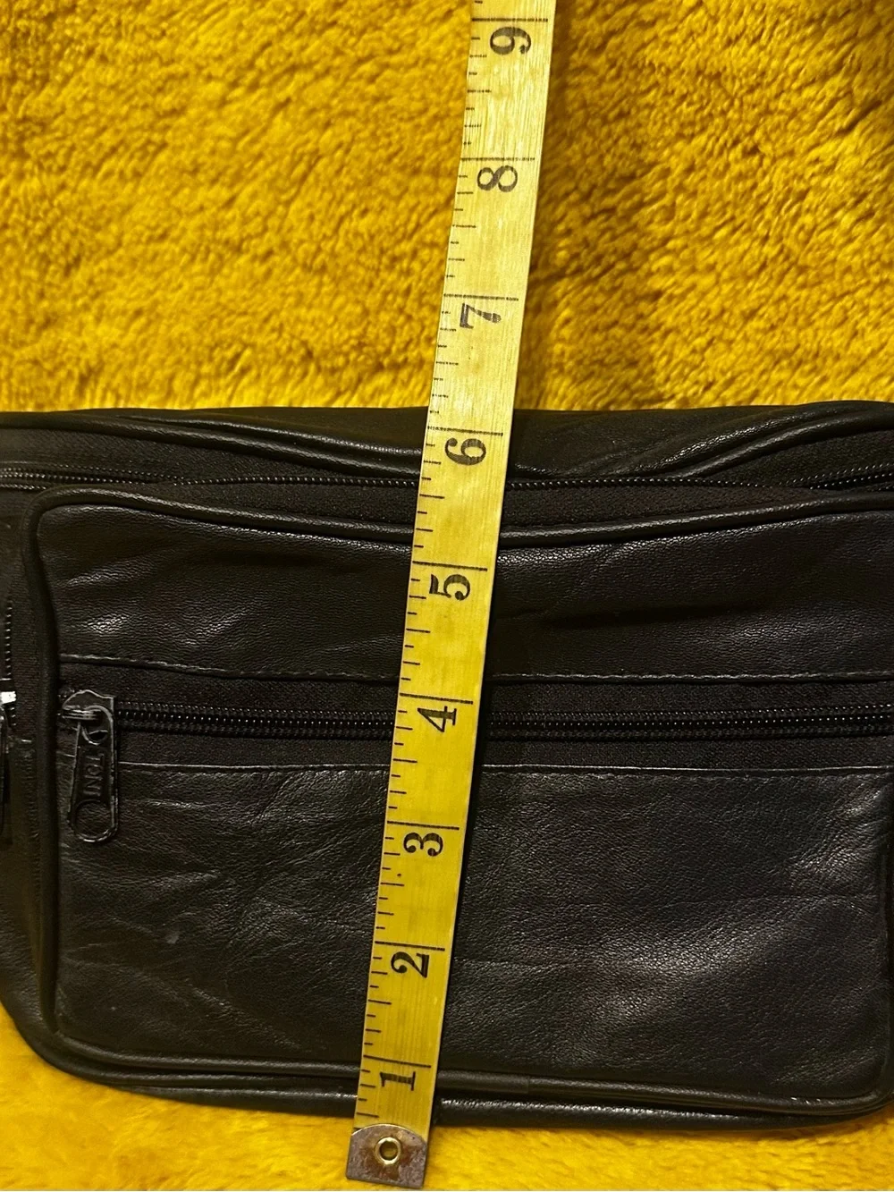 Toni Genuine Leather Fanny Pack Waist Bag Multi Pockets Black Retro Adjustable